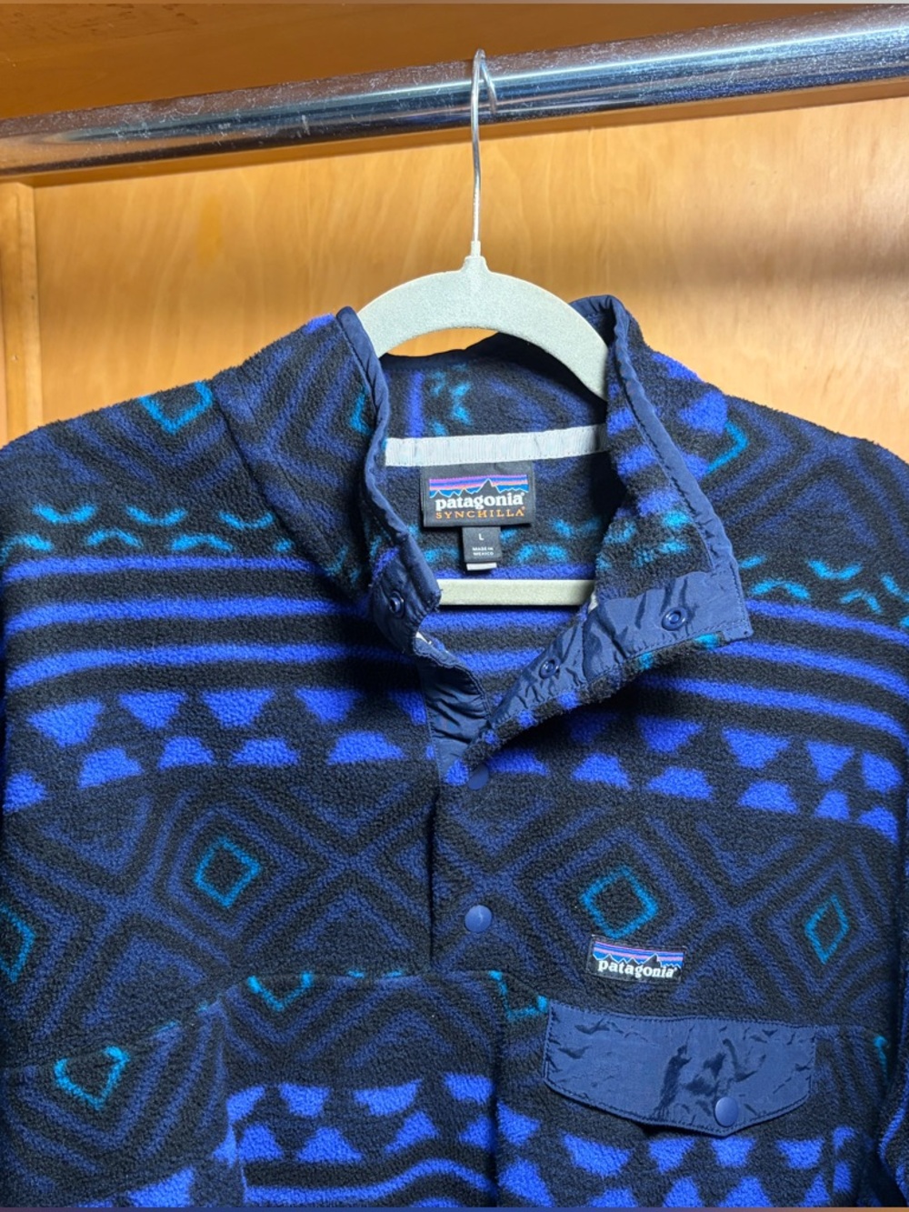 Patagonia Synchilla Fleece Pullover - Black & Blue Geometric
